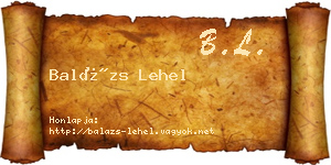 Balázs Lehel névjegykártya